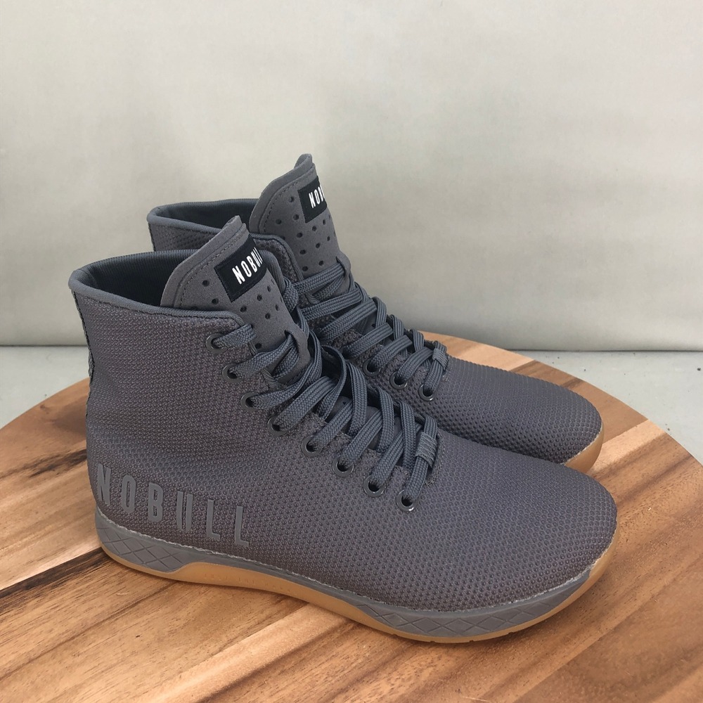 NOBULL Gray High-Top Knit Training Shoes with Gum Sole
